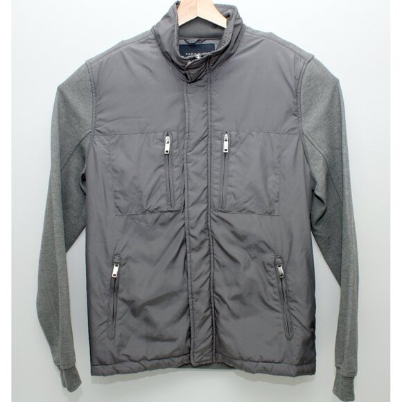 Zara Man Full Zip and Snaps Long Sleeve Sweater Large Gray Unique Front Design - Picture 1 of 7